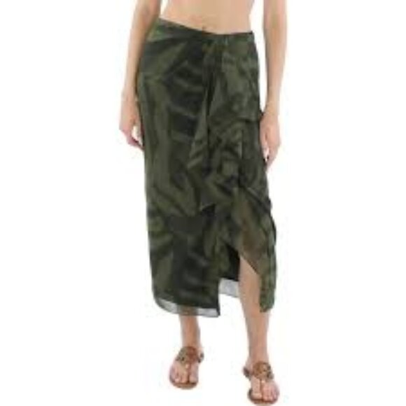 Lauren Ralph Lauren Women's Plus Zebra-Print Georgette Midi  Skirt 14W - Picture 1 of 9